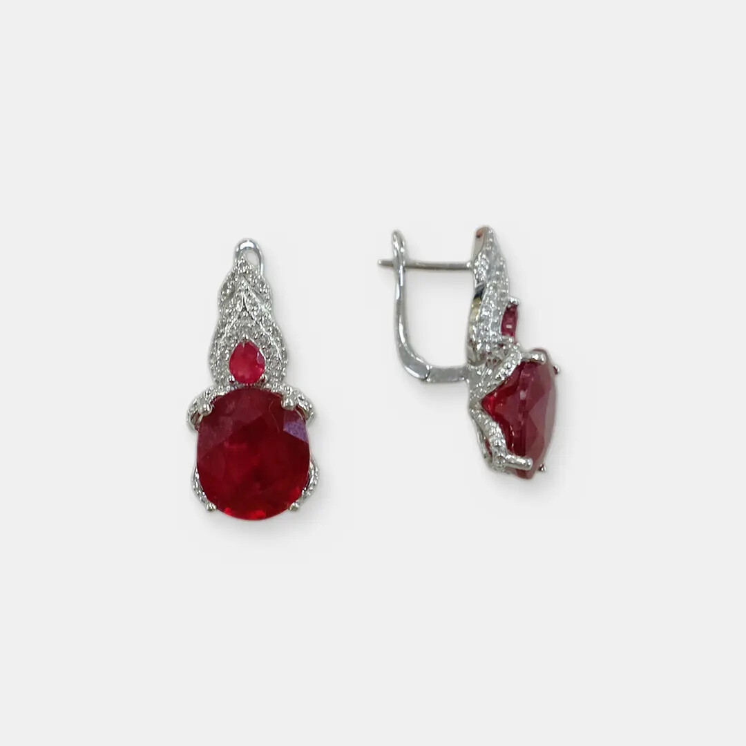 Серебряные серьги с рубинами